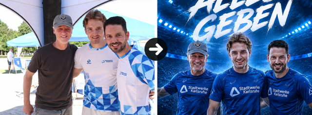 KI Fotobox: aus einem Gruppenfoto wird ein KI Bild im Stadion Look