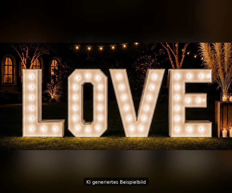XXL LOVE Leuchtbuchstaben zur Hochzeit, KI generiert