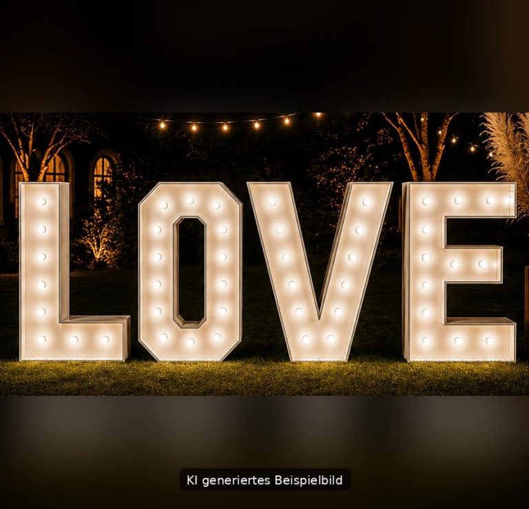 XXL LOVE Leuchtbuchstaben mieten, KI generiert